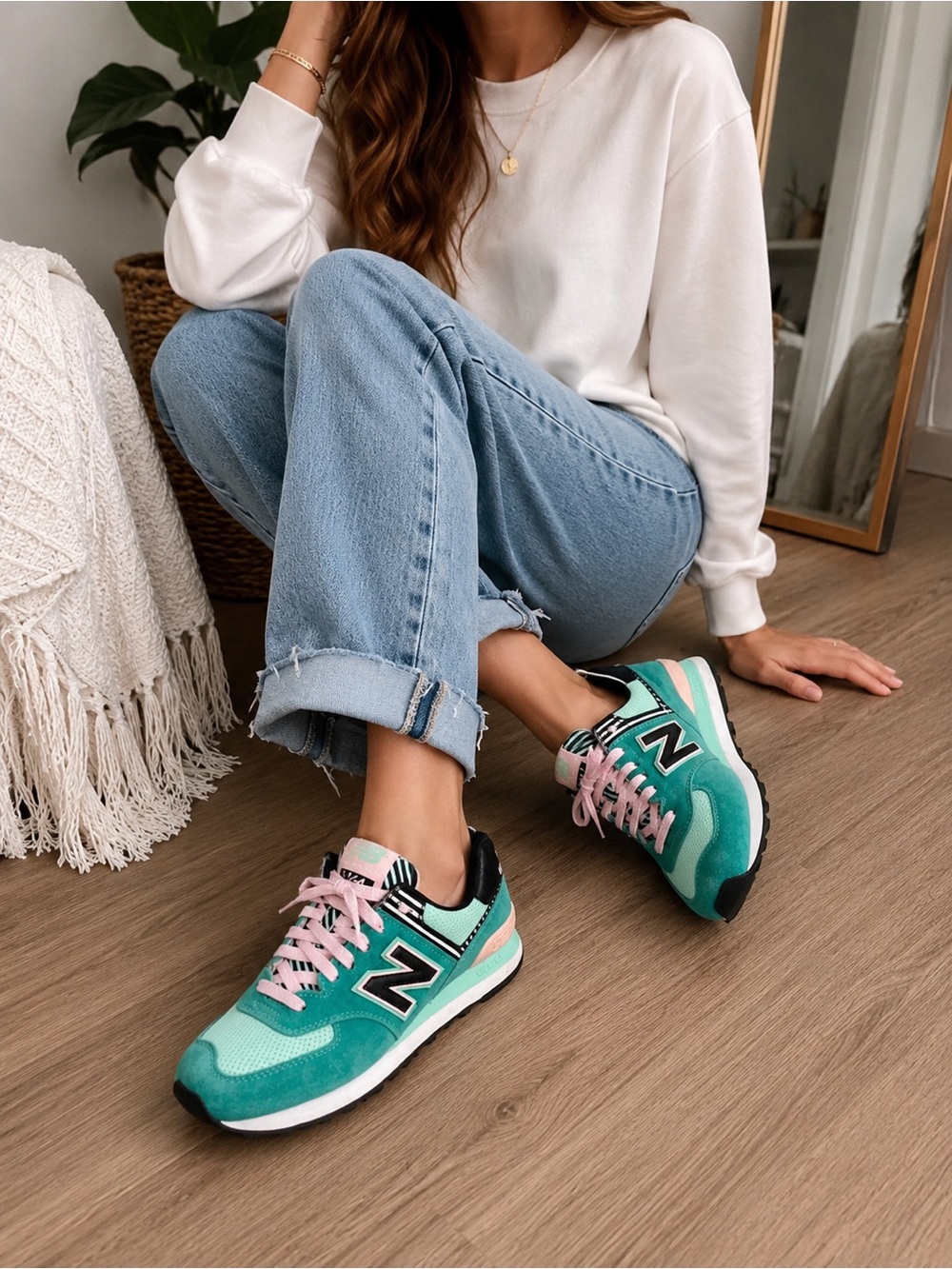 💚 New Balance 574 ENCAP Sneakers – Mint Green & Blush Pink | Women’s Size 8